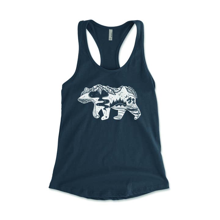 Mountain Mornings – wholesale Linne (Tryckt) - Dam – Ärmlös tröja för kvinnor, Roaming Bear4