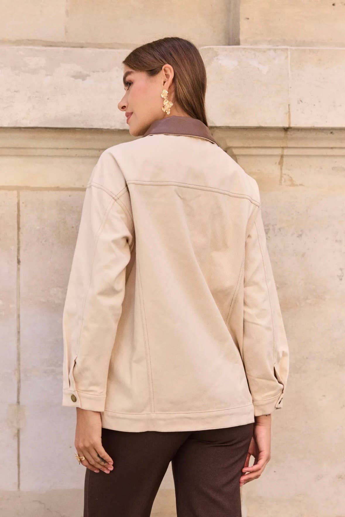 Frime - Wholesale Denim Jacket - Women's - Denim jacket with leather collar - 56745