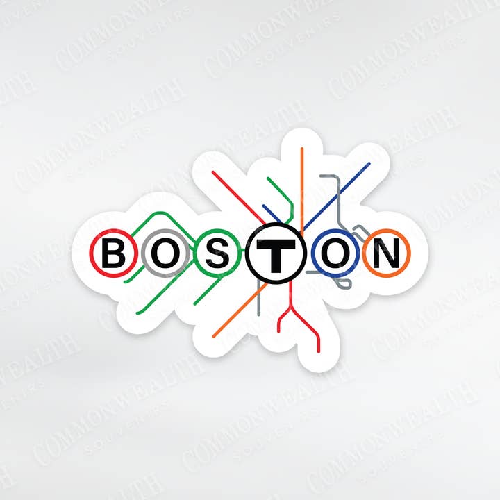 Boston T Map Sticker for wholesale by Commonwealth Souvenirs