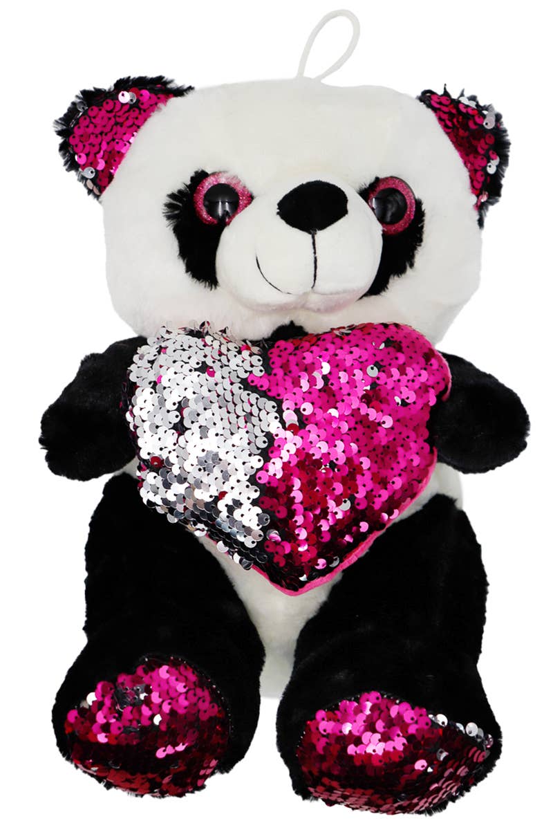 Cap Zone - Wholesale Stuffed/Plush Toy - Kids & Baby - Heart 12 Inch Sequins plushie Stuffed Panda Bear1