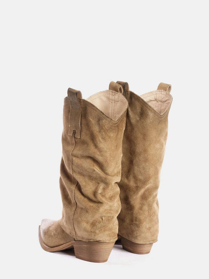 METISSE – Engroshandel Støvler - Dame – Taupe ruskind Texan-støvler DX5673