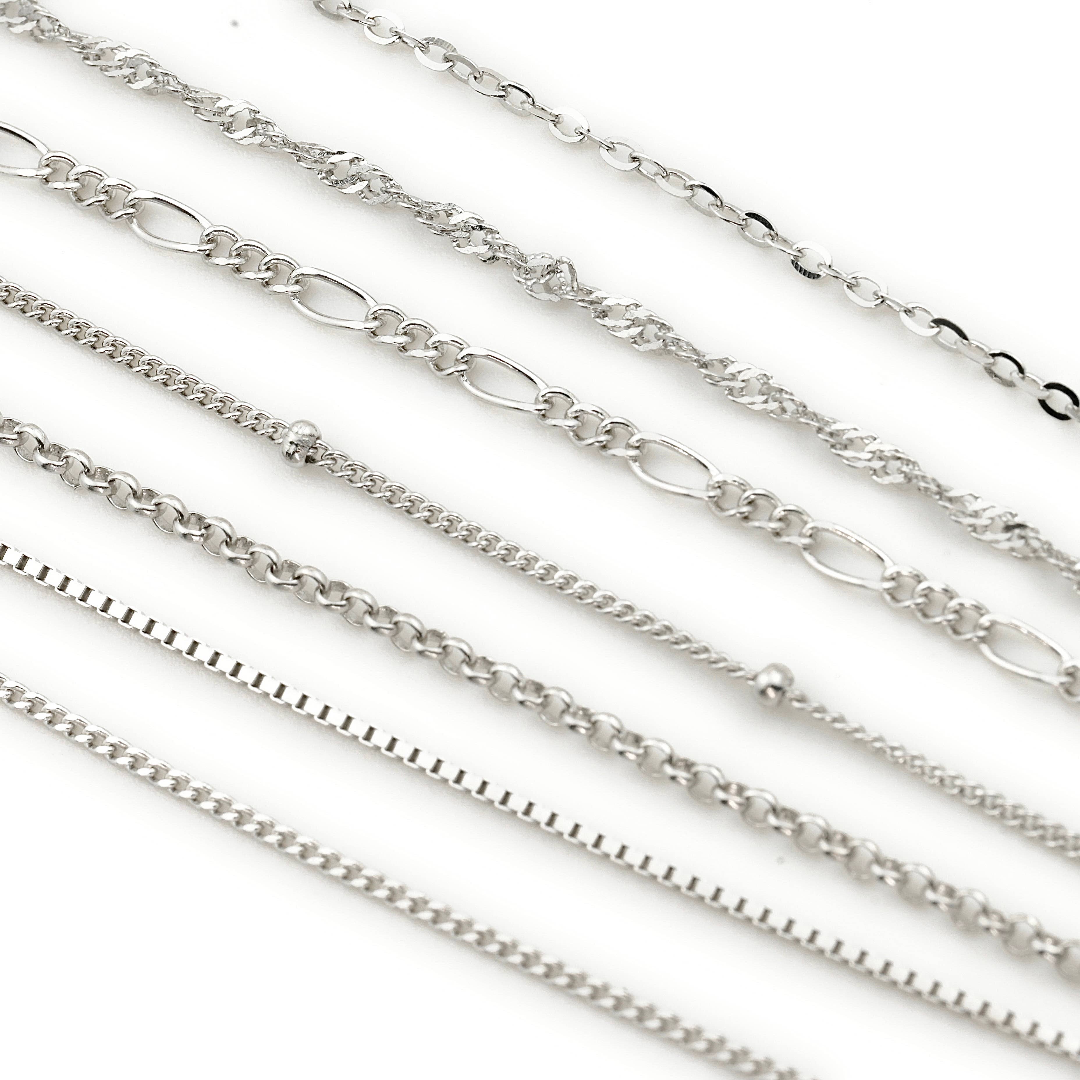 Blueyejewelry – Colar de elos e correntes por atacado – Colares delicados com correntes de prata 9259