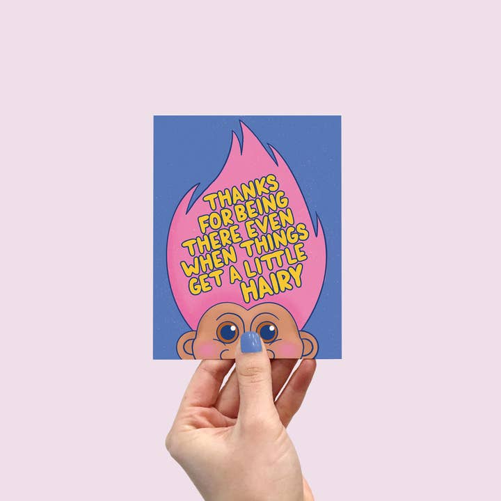 Punch Bowl Paper – Großhandel Dankeskarten – Karte mit Haariger Troll-Puppe1