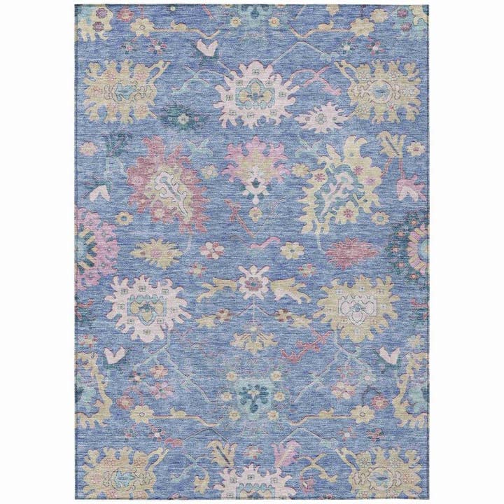 Eugene Blue Washable Indoor-Outdoor Rug for wholesale by LOOMLAN