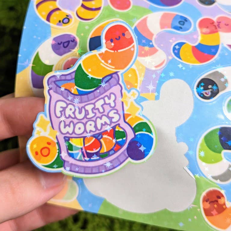 Milky Tomato - Wholesale Sticker - Fruity Worms Sparkly Pride Sticker Sheet6