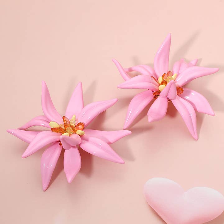 Sensibling Corp. - Wholesale Dangle earrings - Bold Oversized Resin Petal Flower Statement Earrings2