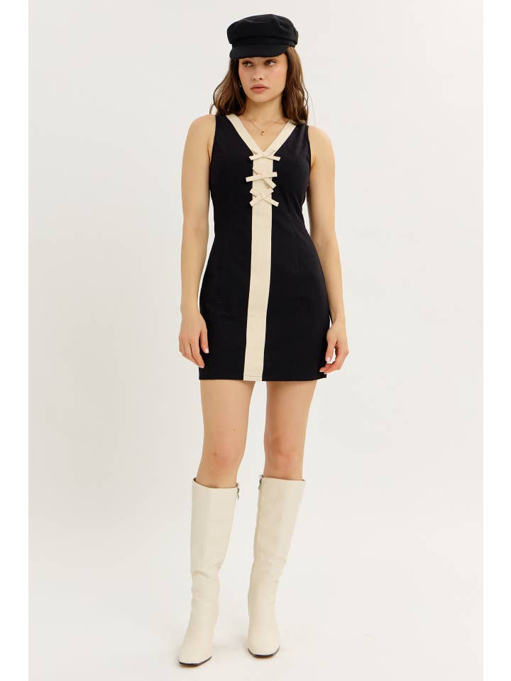 idem ditto - Wholesale Dress ā Women's - REFINED YET PLAYFUL SLIM FIT MINI DRESS WITH CONTRAST BOW14