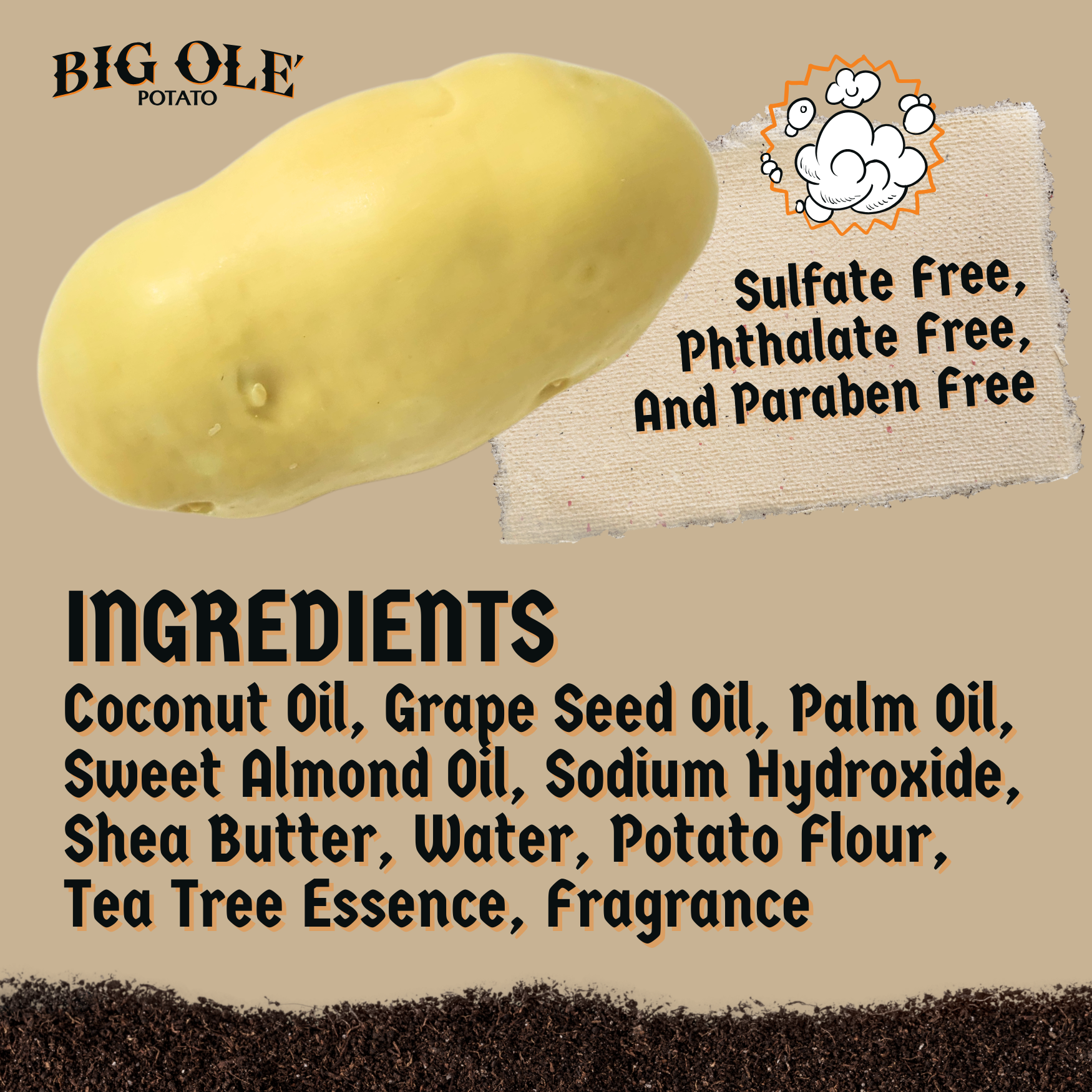 Sleazy Greetings - Wholesale Gag Gift/Novelty Gift - Big Ole Potato - Potato Shaped Gag Gift Bar Soap 9.10 oz6