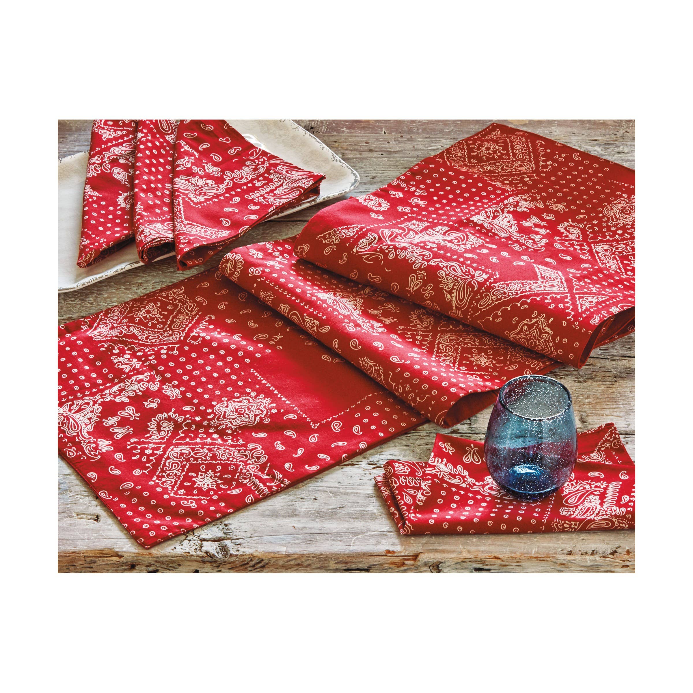 tag - Wholesale Dinner & Cloth Napkin - Bandana Napkin Set of 4 Red Cotton Summer1
