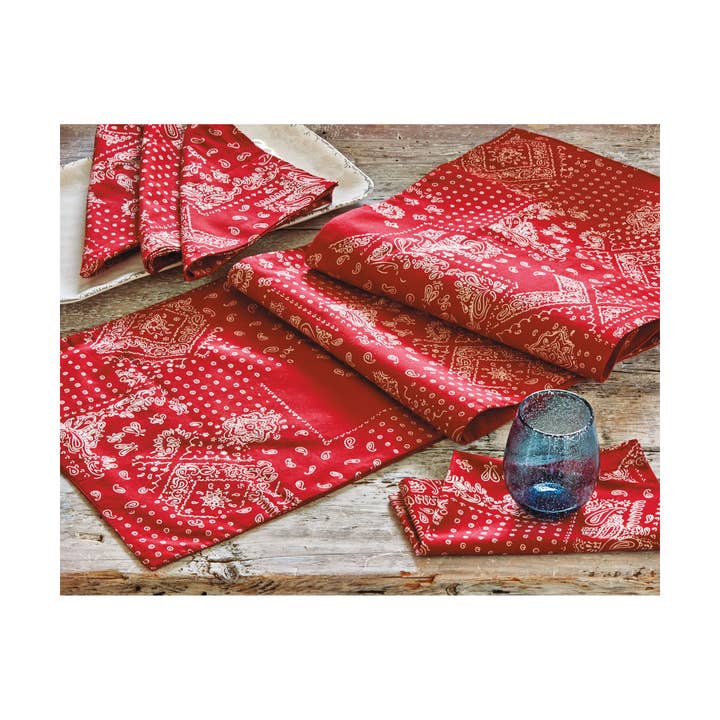 tag - Wholesale Dinner & Cloth Napkin - Bandana Napkin Set of 4 Red Cotton Summer1