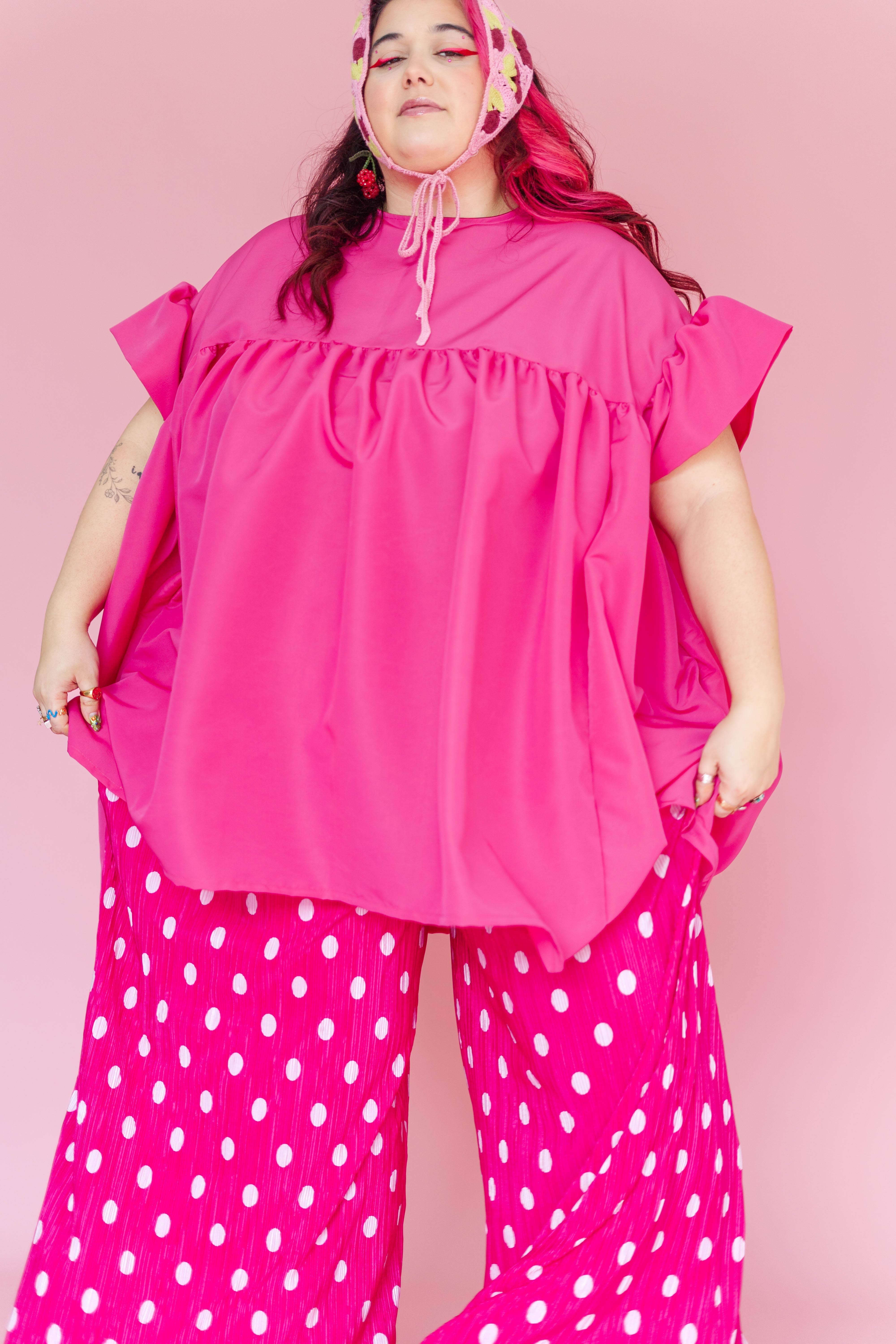 Nettle Studios - Wholesale Dress - Women's - Hot Pink Mini Mushroom Dress - Size Inclusive10