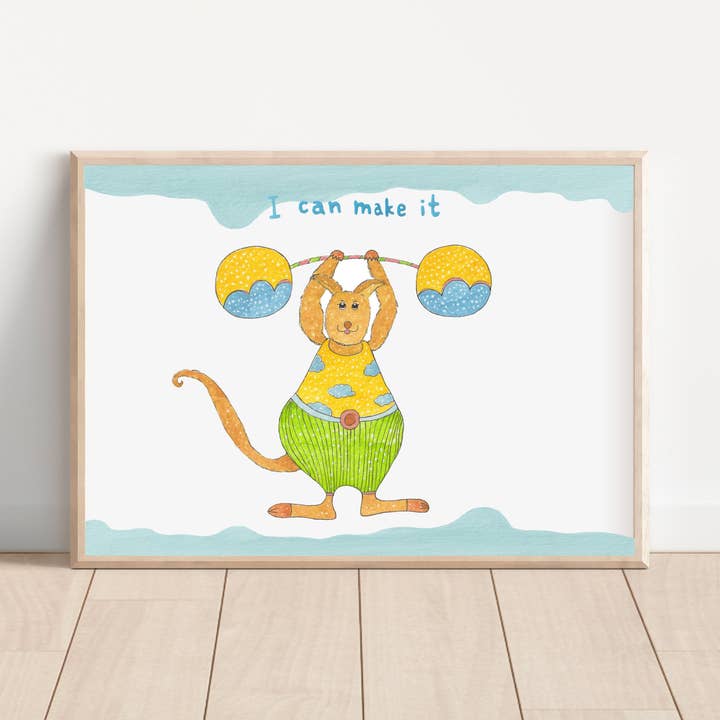 Decorazione artistica da circo con canguro per la stanza dei bambini per la vendita all'ingrosso da parte di ENJOY ILLUSTRATION ART