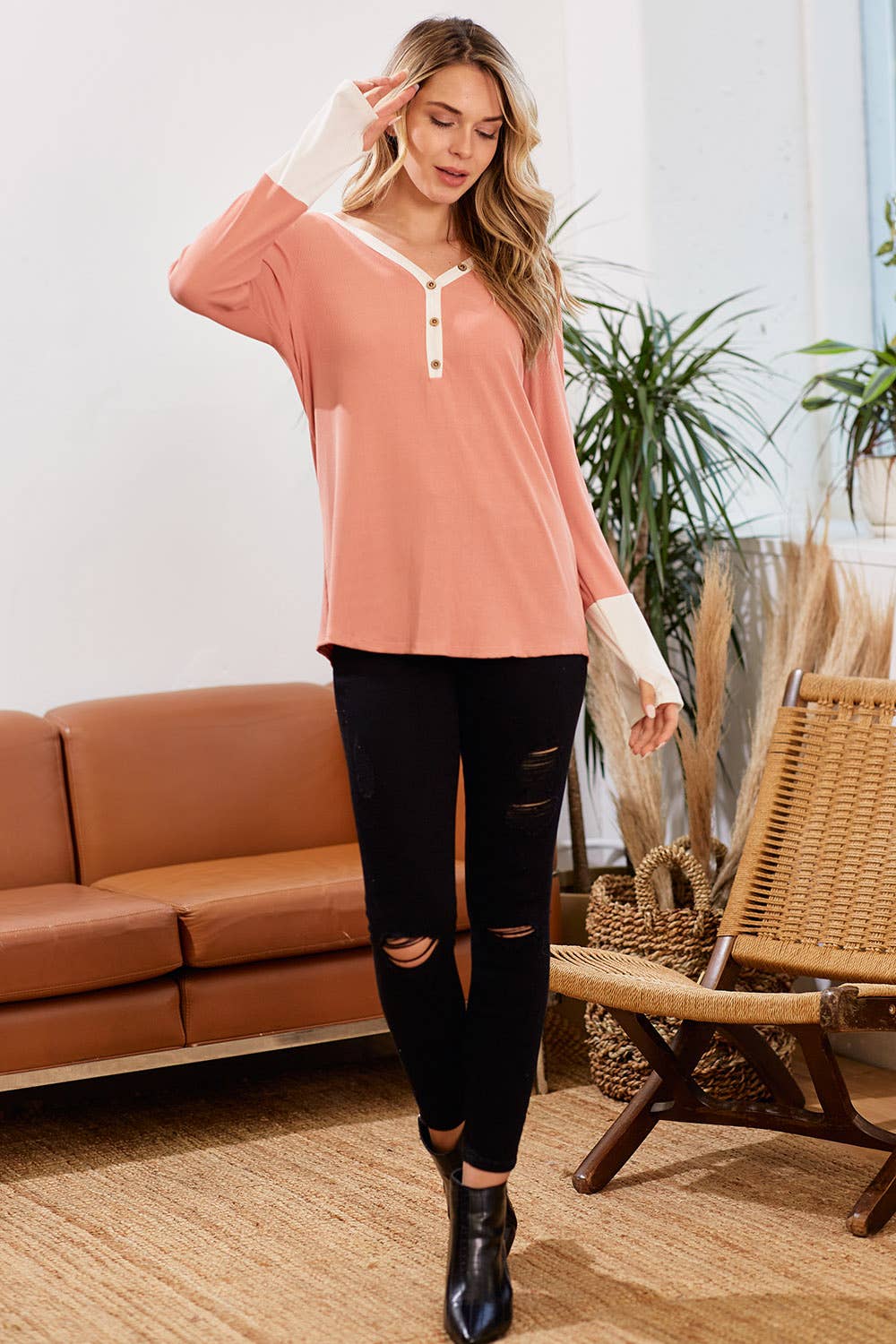 lovely melody - Vendita all'ingrosso Top in maglia - Donna - LMT2841-LOVELY THINGS TOP COLOR BLOCK18