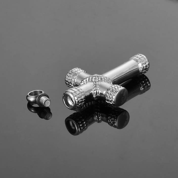 Anavia - Wholesale Pendant/Charm Necklace - Silver Steel Hawser Cross Ashes Holder Urn Memorial Necklace