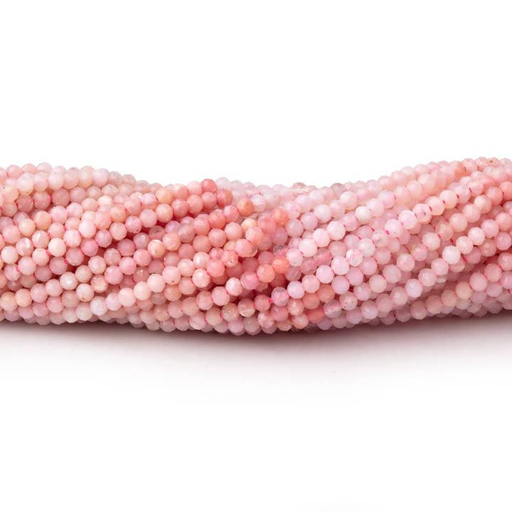 Mikrofacettierte Rondelle aus peruanischem Opal, 12 mm, schattiert, rosa, 178 Perlen für den Großhandel von Beads of Cambay