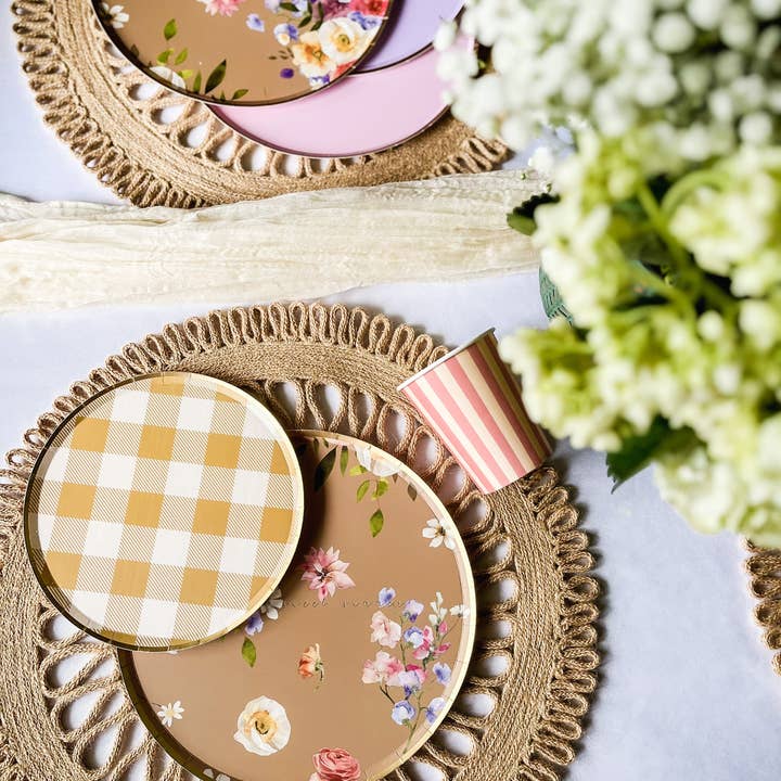 Josi James - Wholesale Disposable Plate - Gold Matte Plaid Plate, Small1