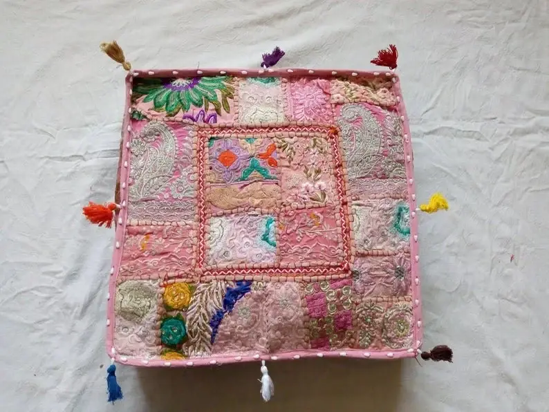 GYPSY STUDIO - Wholesale Pouf - Indian Handmade Square Pouf Vintage Floor Cushion Covers0