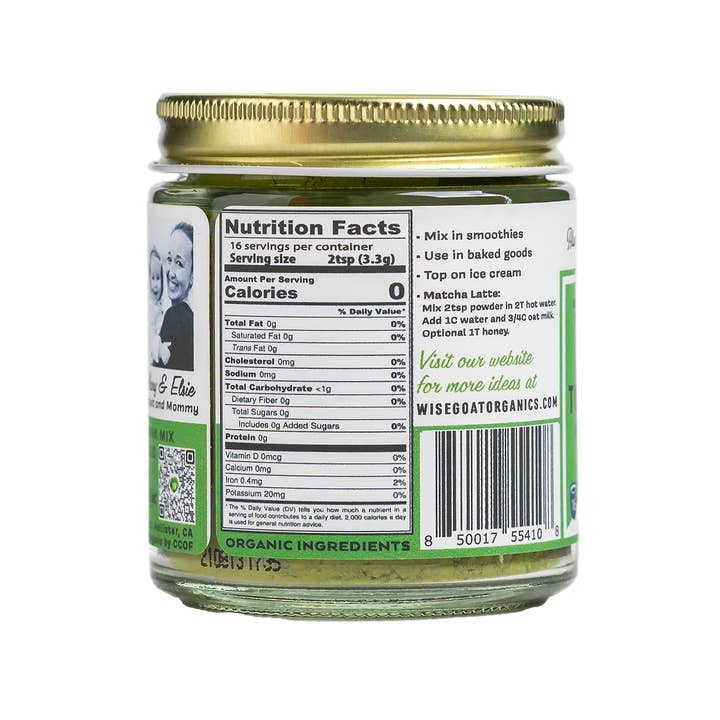Wise Goat Organics LLC - Wholesale Protein/Superfood Powder - Turkey Tail Mint Matcha Superfood Powder
