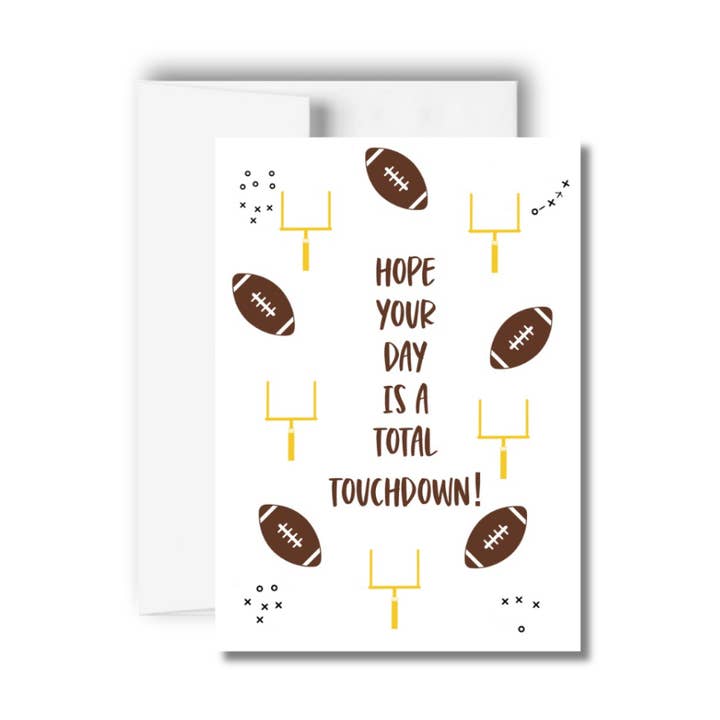 Hope Your Day Is a Total Touchdown Birthday Greeting Card for wholesale by Brandi Creations Design Studio