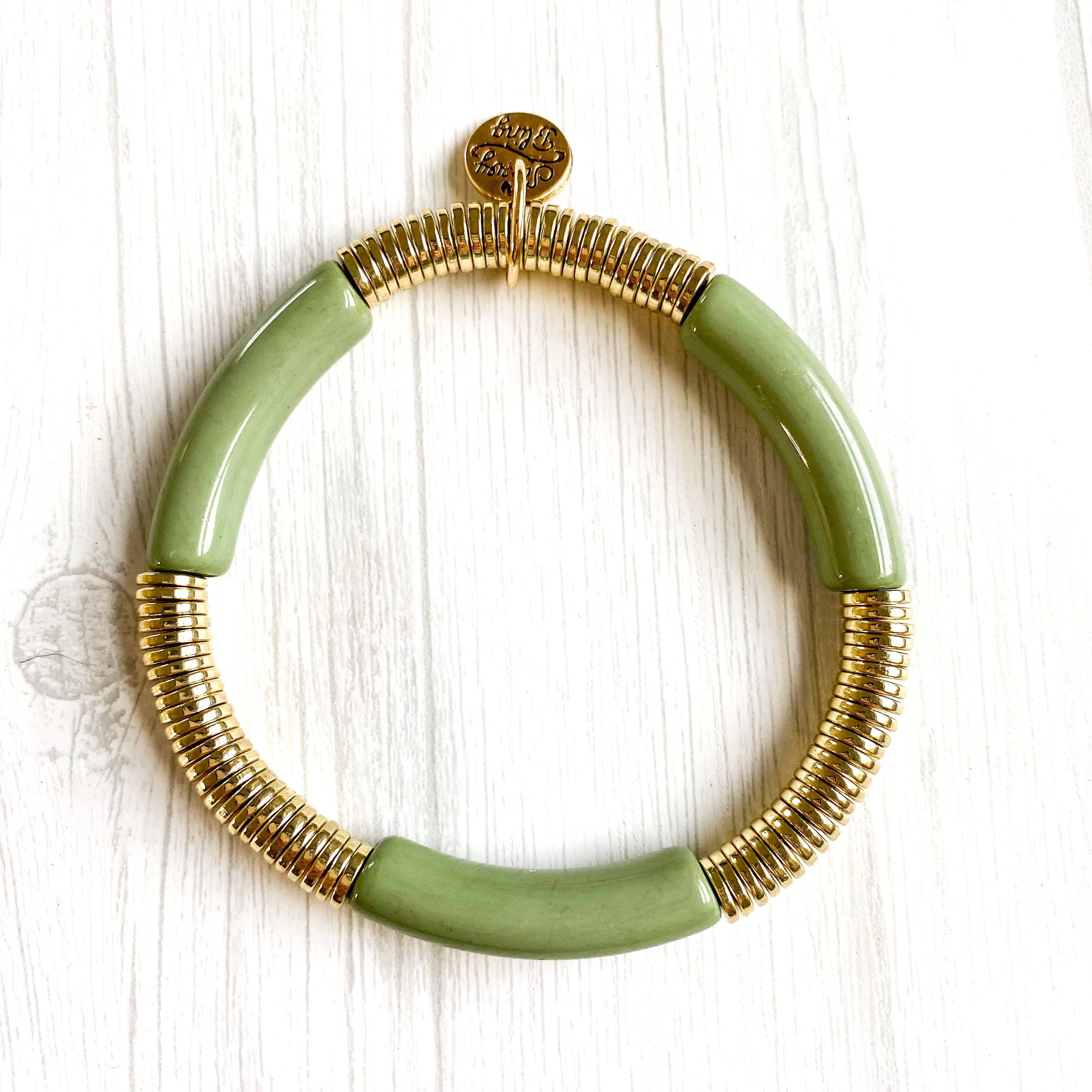 Savvy Bling - Wholesale Beaded Bracelet - Acrylic Tube Bamboo Bracelet & Gold15