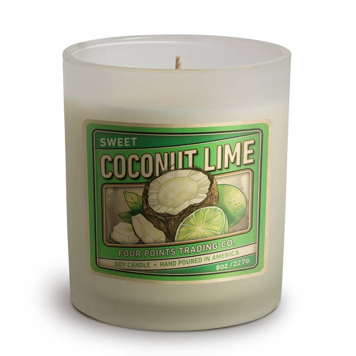 Coconut Lime 8 oz Soy Candle for wholesale by Four Points Trading Co