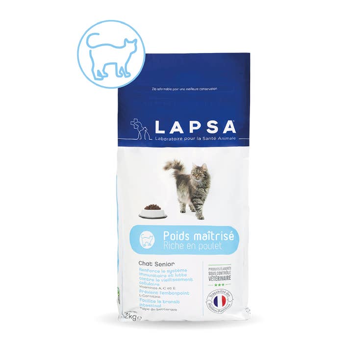 LAPSA tørfoder til senior steriliserede katte, let med kylling 2 kg for engroshandel hos LAPSA