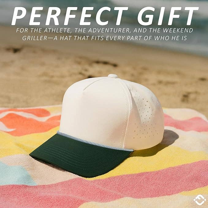 Funky Junque – Großhandel Basecap – Herren – Blanko Laser-Cut Golfseil-Kappe - Grün/Beige6