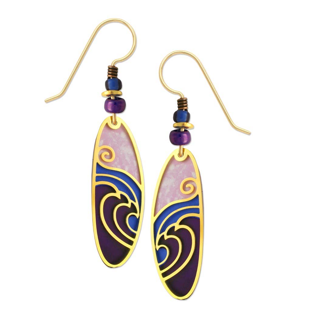 Left Hand Studios - Wholesale Dangle Earrings - Pnk/Prpl Oval w/GP Wave Over0