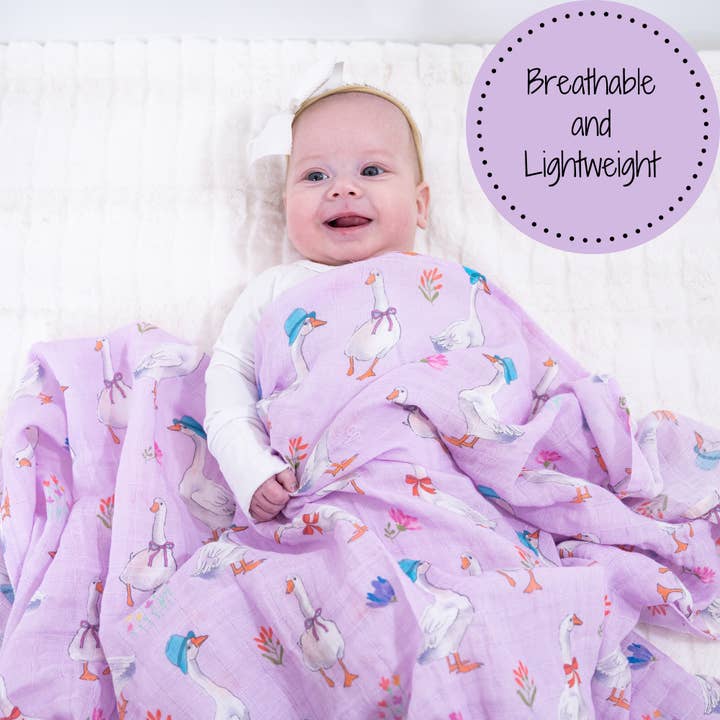 LollyBanks – wholesale Swaddle – Baby – Cute Goose Baby 100% Cotton Muslin Swaddle Blanket1