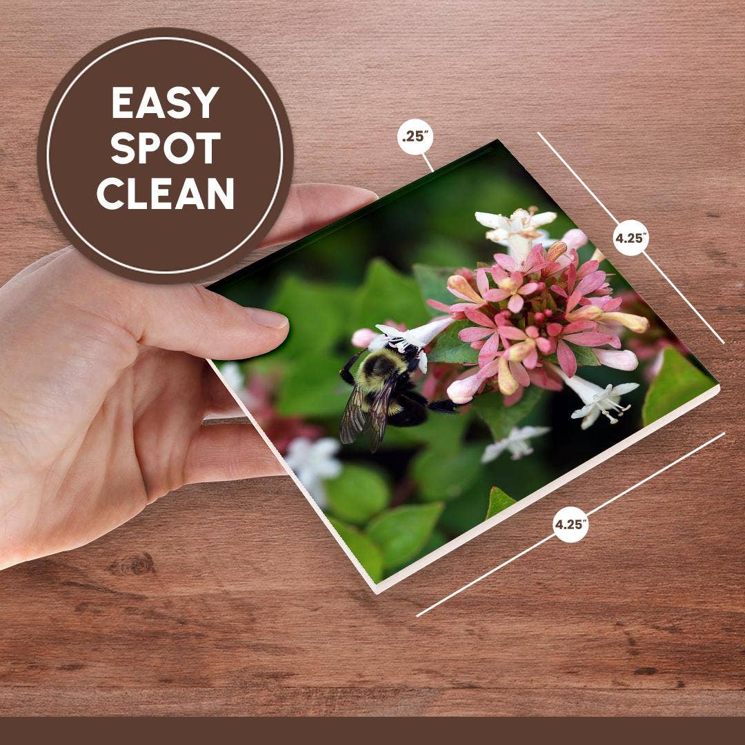 3dRose - Venta al por mayor Posavasos - 3dRose, Fotografía de una abeja con su cara metida en una flor de abelia., Posavasos6