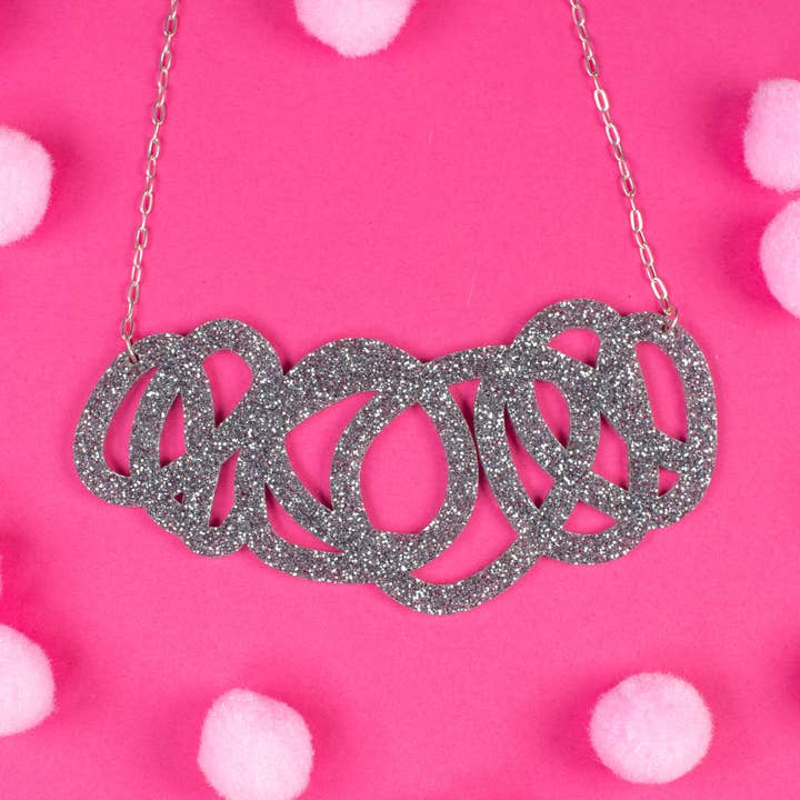 Sparkly Silver Statement Necklace - Fat Cap for wholesale by Darling Marcelle