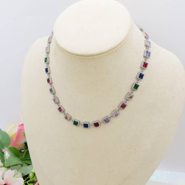 JOY ~ ROESTVRIJ STAAL - Tennis Ketting met Rechthoekige Cubic Zirconia voor wholesale door Daemon srls