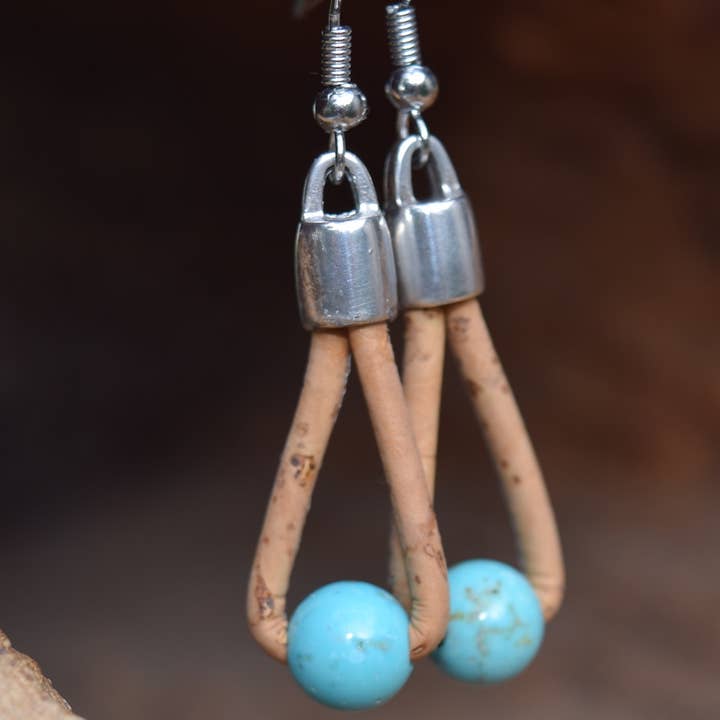 Turquoise Howlite Cork Earring for wholesale by Cork Tree Designs