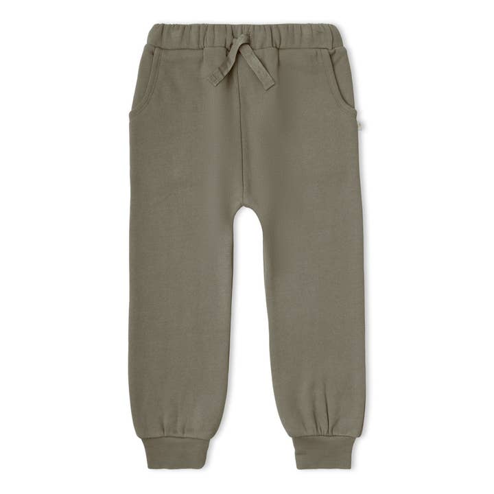 Organic Fleece Jogger Pants - Olive for wholesale by Makemake Organics