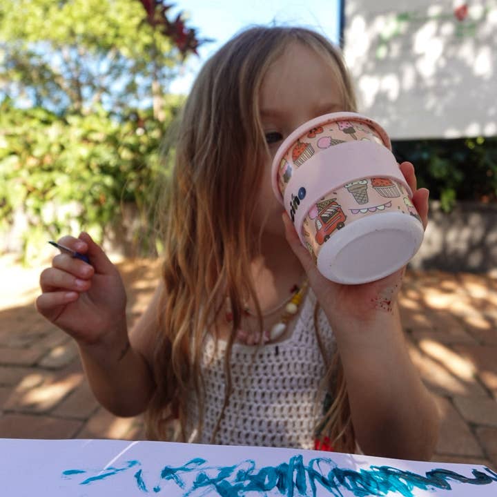 BBcino - Wholesale Drinking glass/cup – Kids & Baby - Scoops in Pink Kids Keep Cup - 240ml (STRAW INCLUDED)5