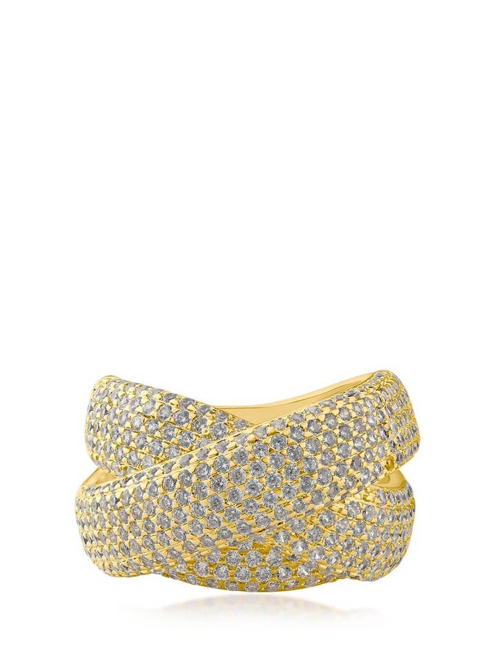 Pave CZ trippel crossoverring för wholesale av CZ by Kenneth Jay Lane