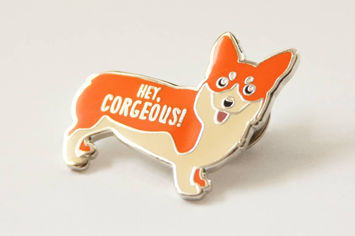 Tiny Bee Cards - Wholesale Lapel Pin/Button - Hey Corgeous Corgi Dog Enamel Pin4