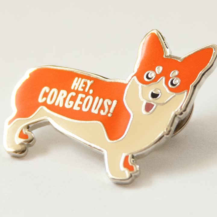 Tiny Bee Cards - Wholesale Lapel Pin/Button - Hey Corgeous Corgi Dog Enamel Pin4