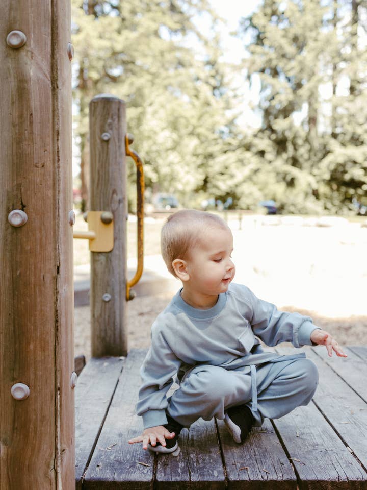 Raglan Playwear Set in Dusty Blue for wholesale on Faire14