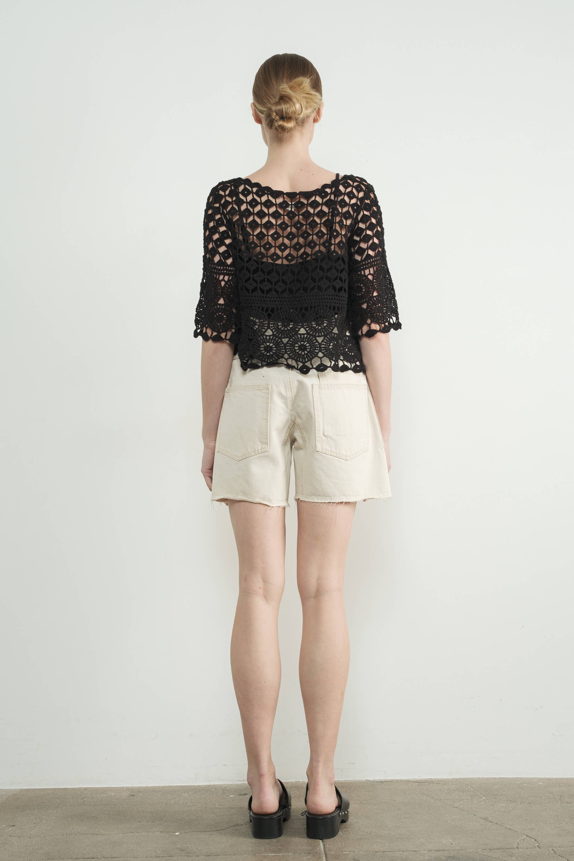 Aaron & Amber – wholesale Stickad topp - Dam – MAT3235 VIRKAD KORTÄRMAD TOPP6