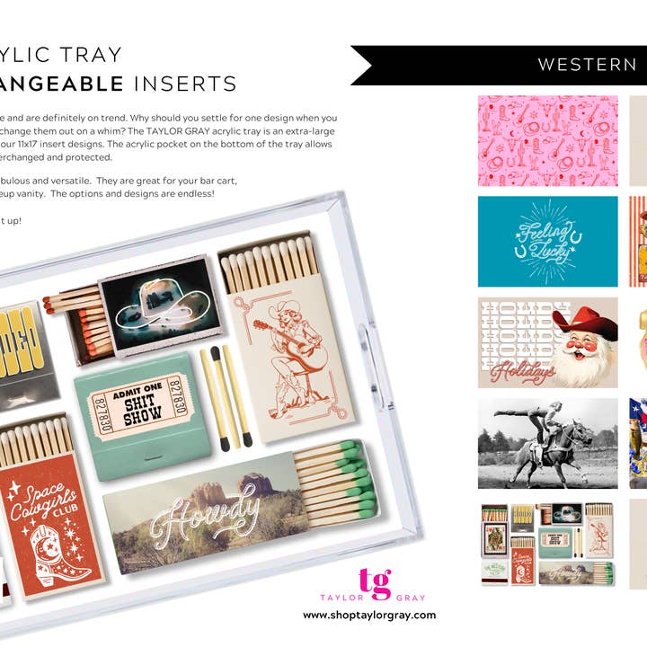 TAYLOR GRAY - Wholesale Decorative Tray - 11x17 WESTERN LOVE insert set of 1011