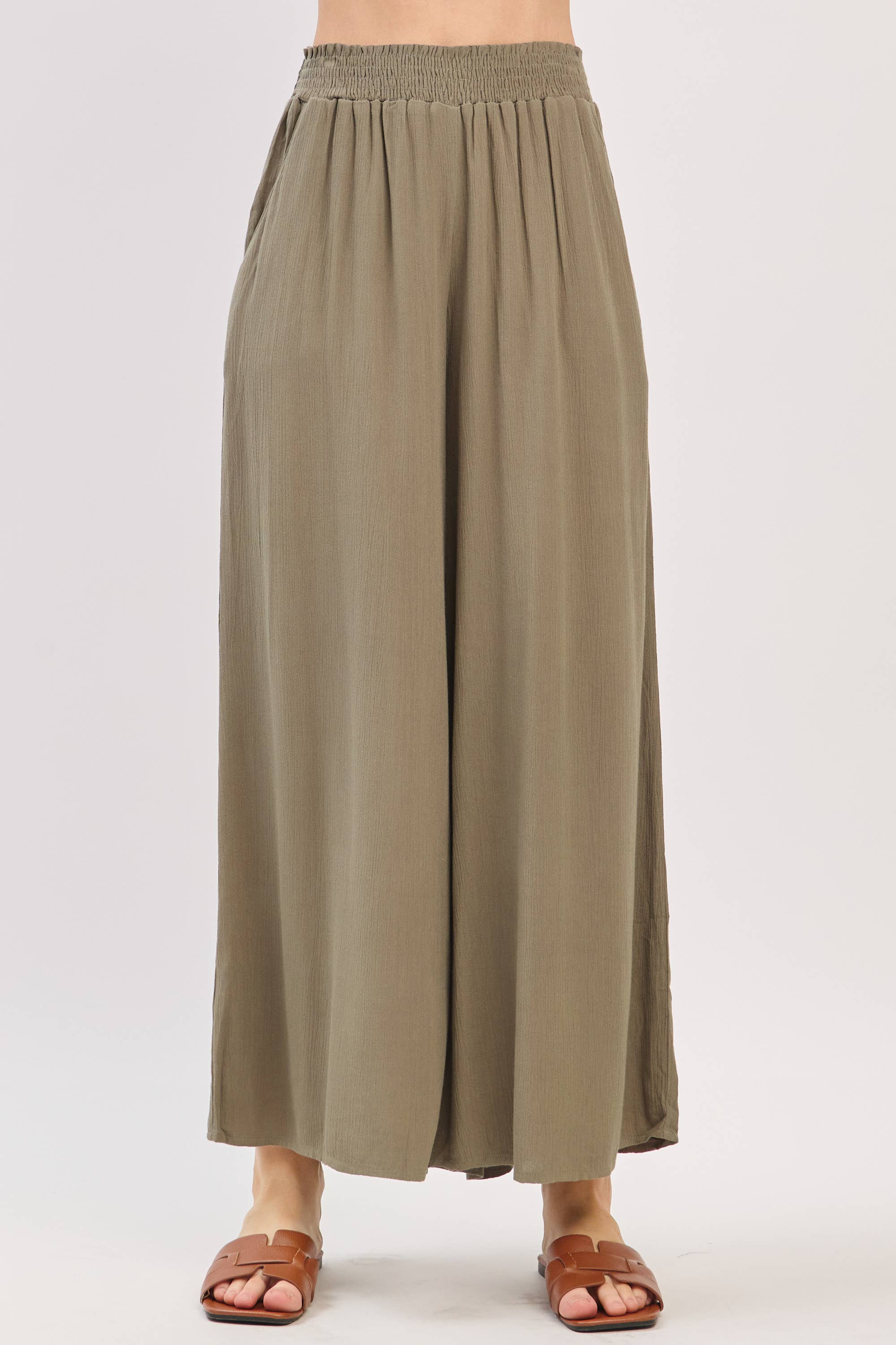 Final Touch - Wholesale Pants - Women's - Waist Smocked Wide Leg Pants - VLP70000316