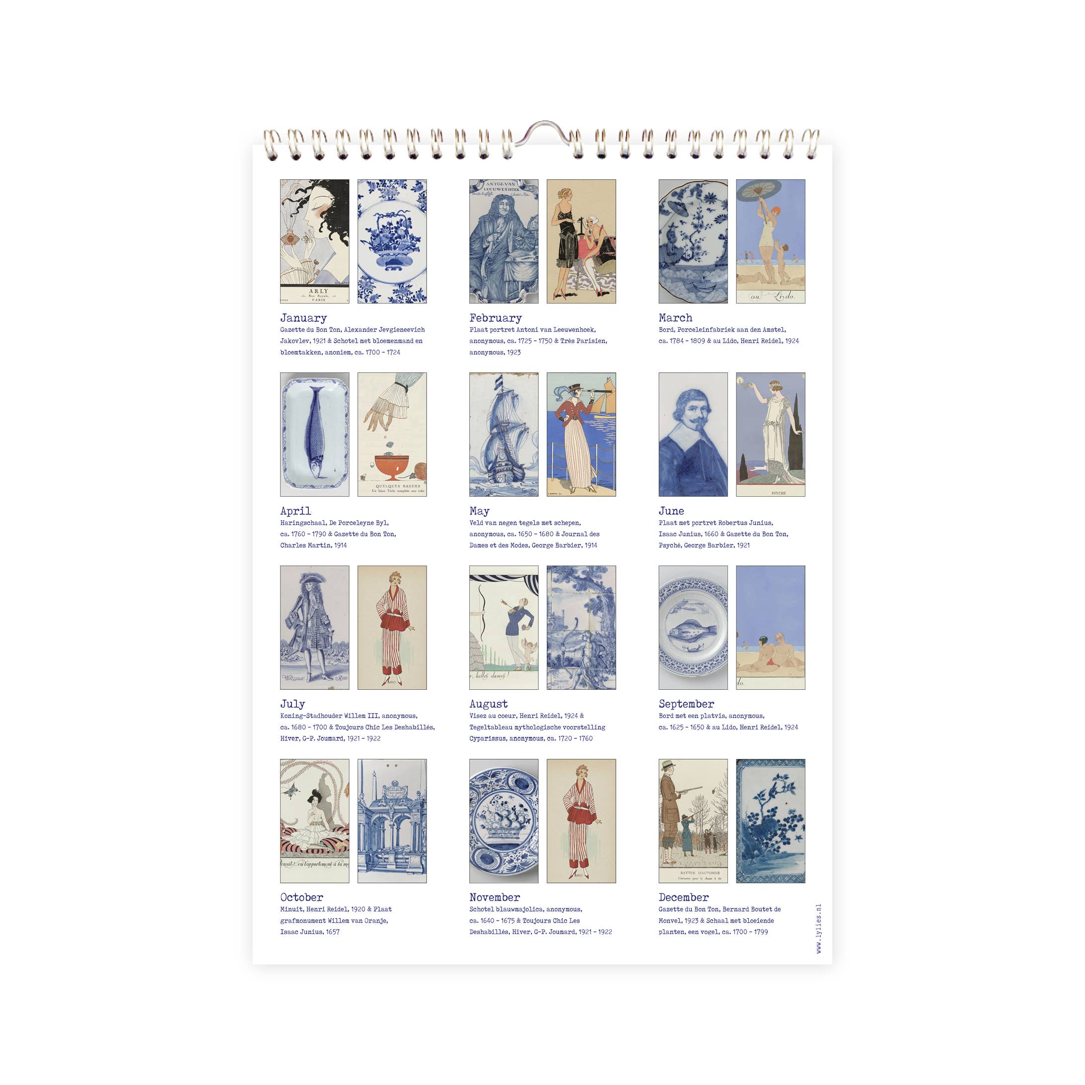 Lylies - Wholesale Kalender - Verjaardagskalender 'Dutch Blue' collages Rijksmuseum A47