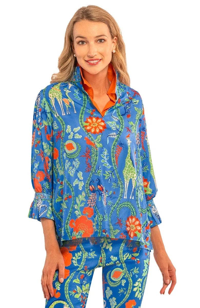 Gretchen Scott LLC - Wholesale Tunic - Women's - Ruffleneck Tunic - Jungle Symphony7