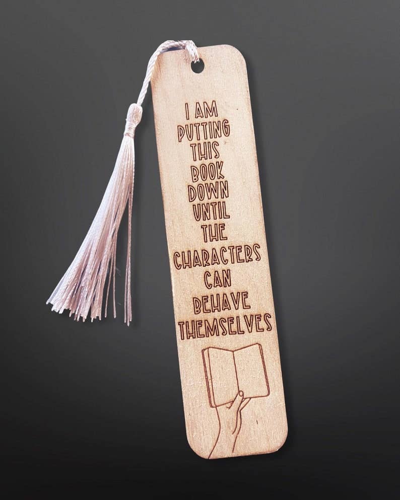 Just one more chapter wooden bookmark