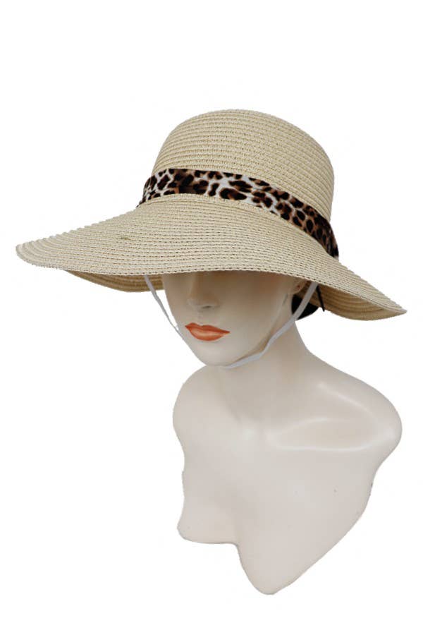 Cap Zone - Vendita all'ingrosso Visiera - Donna - Cappello da sole con visiera a tesa lunga con fiocco e motivo leopardato6