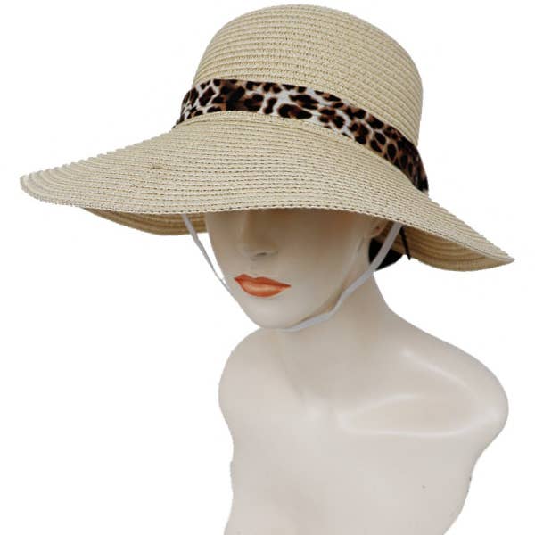 Cap Zone - Wholesale Visor – Women's - Leopard Accented Jumbo Bow Long Brim Visor sun Hat6