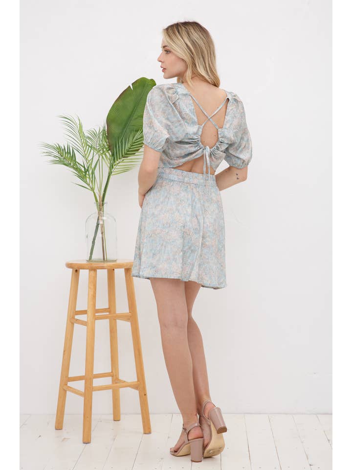 MINT 31365SET - Woven Round Tunnel Back Tie Elastic Skort Set for wholesale on Faire5