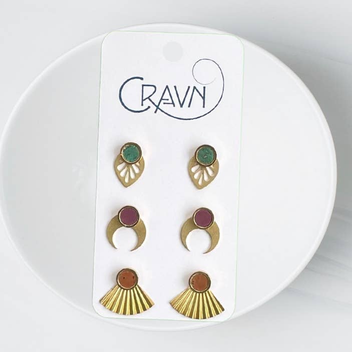 Udskiftelige stifter messing - 3 stk (mulighed 3) for engroshandel hos Cravn Jewelry