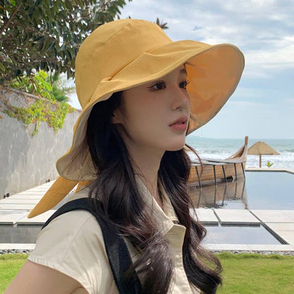 UZ Wholesale Store - Wholesale Straw Hat - Women's - Bowknot Pleated Split-Joint Fisherman Hat Sun Hat